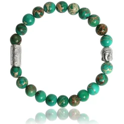 Lauren Steven Bracelet Design ML059 - Bracelet En Pierre Naturelle Jasper de Mer Vert Homme | Homme Bracelet