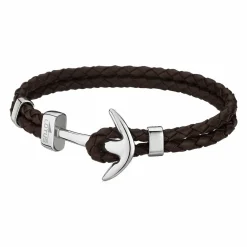 Lotus Style Bijoux Bracelet Lotus Style LS1832-2-5 - Bracelet Urban Man Double Tressés Marron Ancre Acier Homme | Homme Bracelet