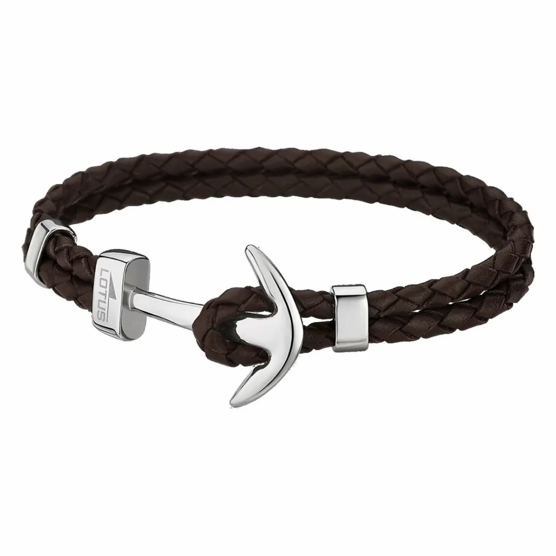 Lotus Style Bijoux Bracelet Lotus Style LS1832-2-5 - Bracelet Urban Man Double Tressés Marron Ancre Acier Homme | Homme Bracelet