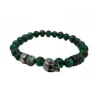 Redskins Bracelet Bijoux 285515 - Homme en Quartz de Jade Vert et Acier - Tête de Mort | Homme Bracelet