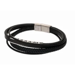Redskins Bracelet Bijoux 285524 - Homme en Cuir Tressé et Acier | Homme Bracelet