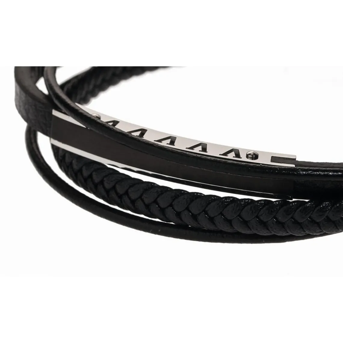 Redskins Bracelet Bijoux 285524 - Homme en Cuir Tressé et Acier | Homme Bracelet
