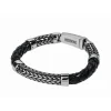 Redskins Bracelet Bijoux 285527 - Homme en Cuir Tressé Épais et Acier- Gravure Feuillage | Homme Bracelet