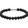Rochet Bracelet B266001 - ZEN Perles Agate Noires Acier Moleté Homme | Homme Bracelet