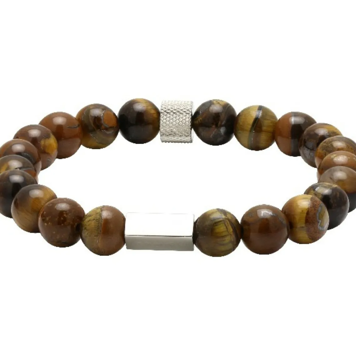 Rochet Bracelet B286003 - ZEN Perles Quartz Oeil de Tigre Acier Moleté Homme | Homme Bracelet
