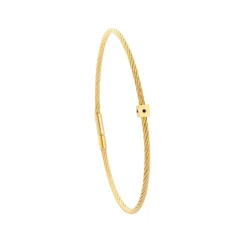 Torrence Bijoux Bracelet acier doré motif cube avec 3 diamants noir 1 mm | Femme Bracelet