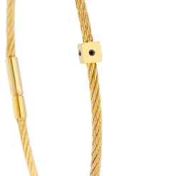 Torrence Bijoux Bracelet acier doré motif cube avec 3 diamants noir 1 mm | Femme Bracelet
