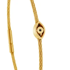 Torrence Bijoux Bracelet acier doré motif oeil avec diamant noir 1 mm | Femme Bracelet