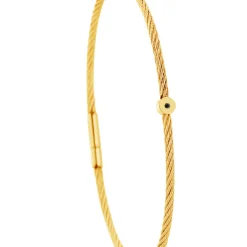 Torrence Bijoux Bracelet acier doré motif rond avec diamant noir 1 mm | Femme Bracelet