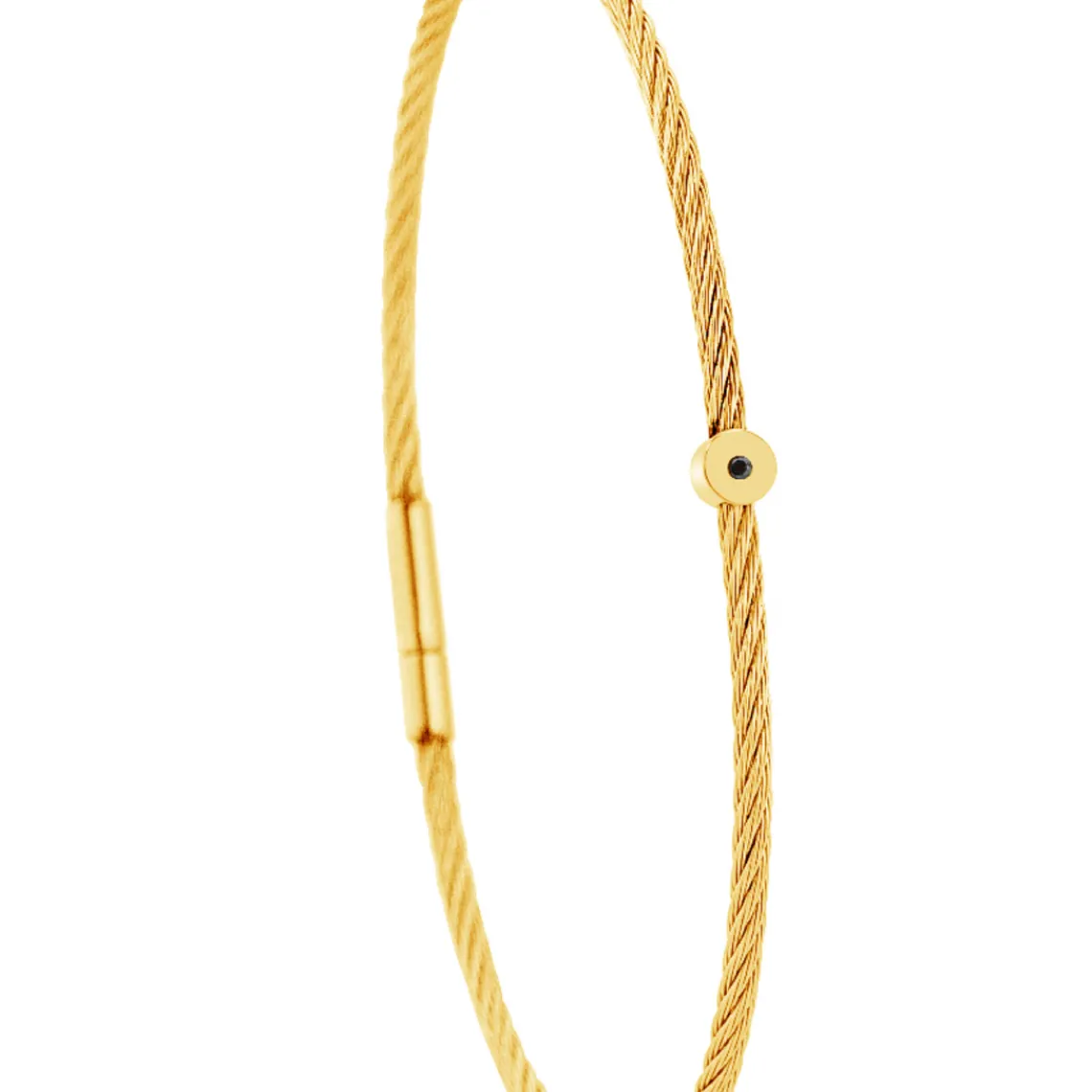 Torrence Bijoux Bracelet acier doré motif rond avec diamant noir 1 mm | Femme Bracelet
