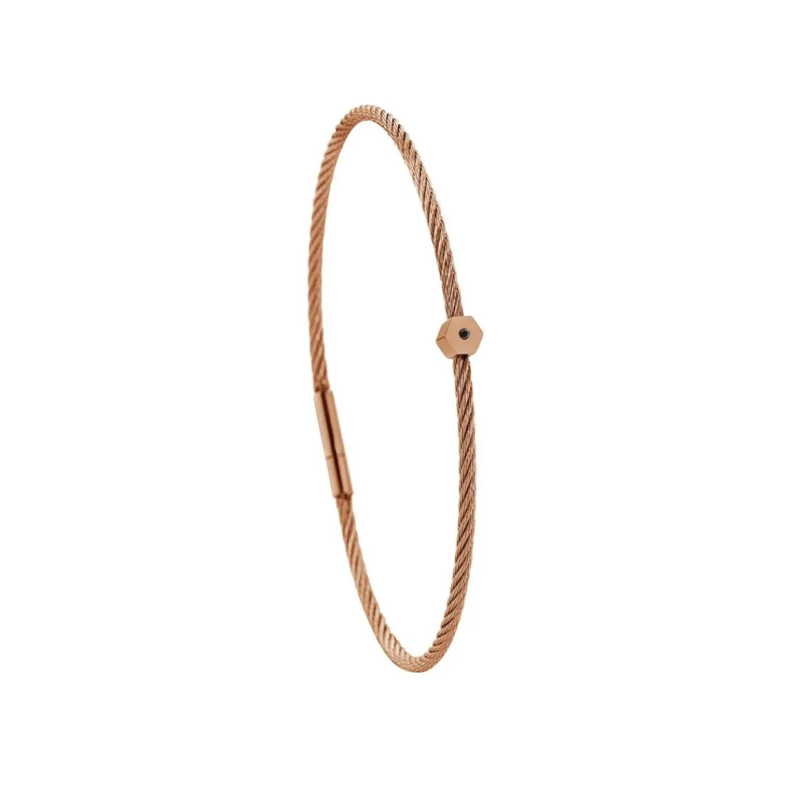 Torrence Bijoux Bracelet acier marron motif hexagone avec diamant noir 1 mm | Femme Bracelet