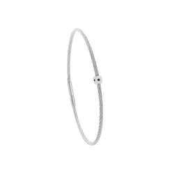 Torrence Bijoux Bracelet acier motif cube avec 3 diamants noir 1 mm | Femme Bracelet