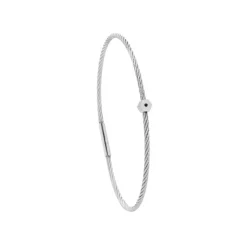 Torrence Bijoux Bracelet acier motif hexagone avec diamant noir 1 mm | Femme Bracelet