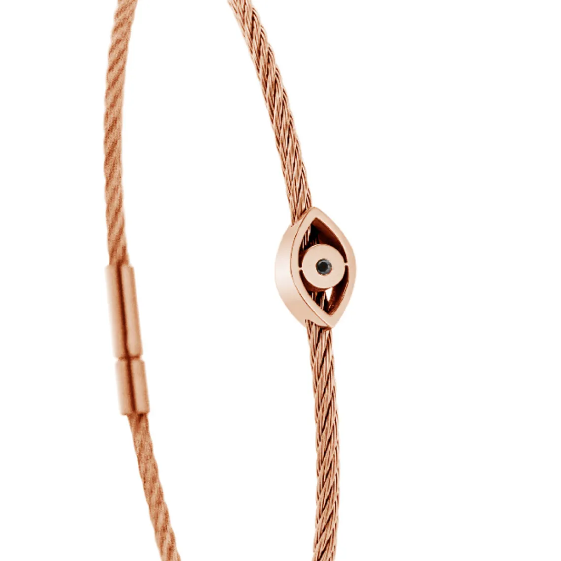 Torrence Bijoux Bracelet acier rose motif oeil avec diamant noir 1 mm | Femme Bracelet