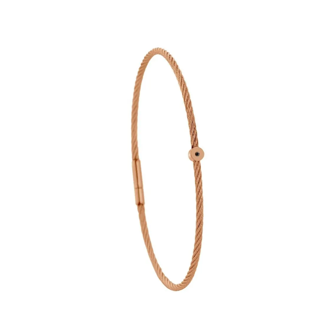 Torrence Bijoux Bracelet acier rose motif rond avec diamant noir 1 mm | Femme Bracelet