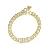Guess Bijoux Bracelet Arm Party Acier Doré Maille Gourmette Et Logo Guess | Femme Bracelet