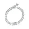 Guess Bijoux Bracelet Arm Party Acier Rhodié Maille Gourmette Et Logo Guess | Femme Bracelet