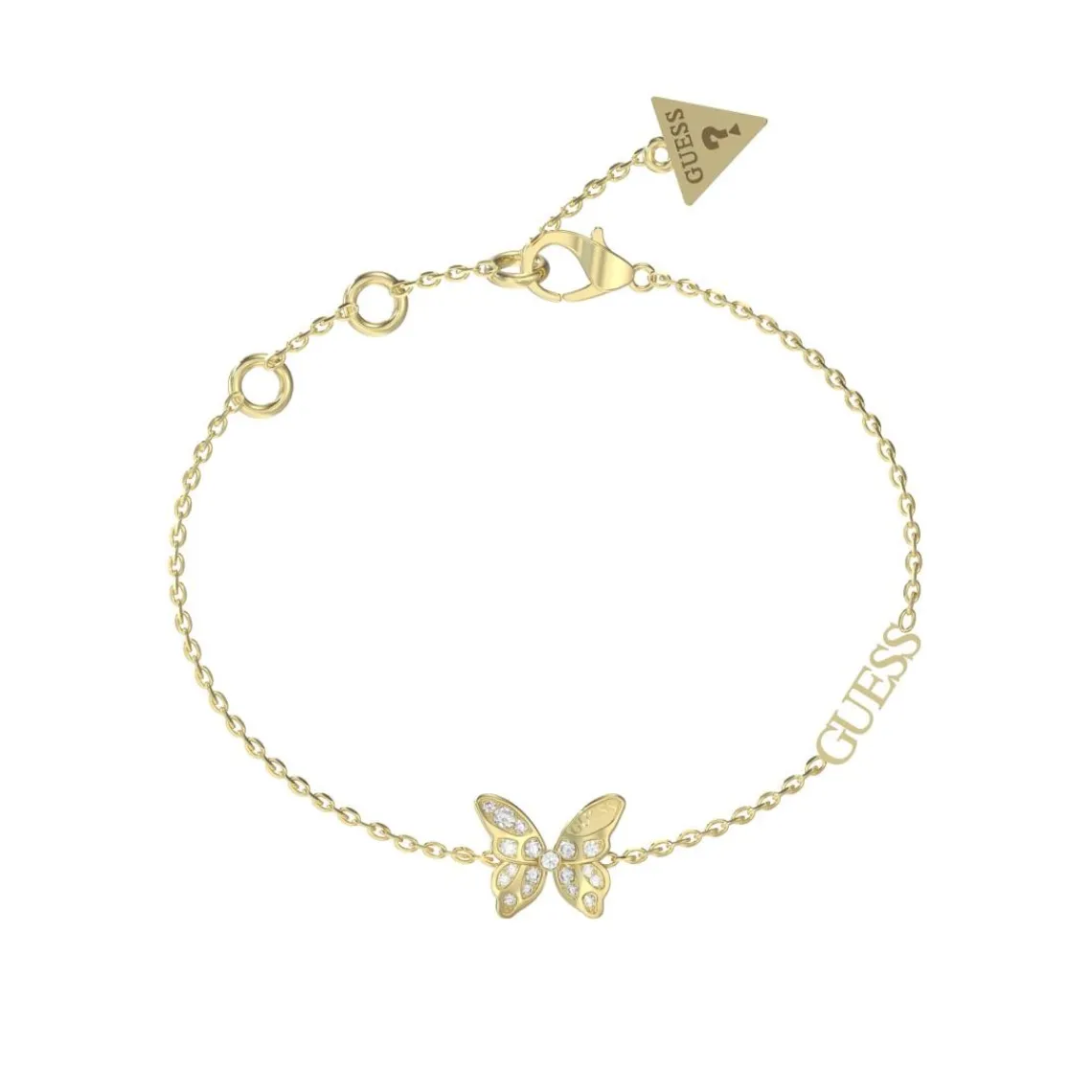 Guess Bijoux Bracelet Chrysalis Acier Doré Papillon Pavé De Zircons Cubiques | Femme Bracelet