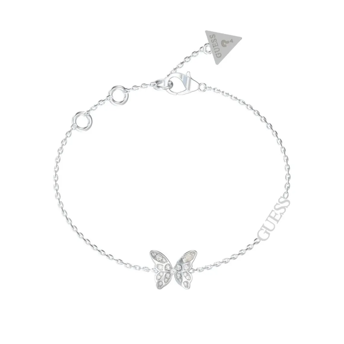 Guess Bijoux Bracelet Chrysalis Acier Rhodié Papillon Pavé De Zircons Cubiques | Femme Bracelet