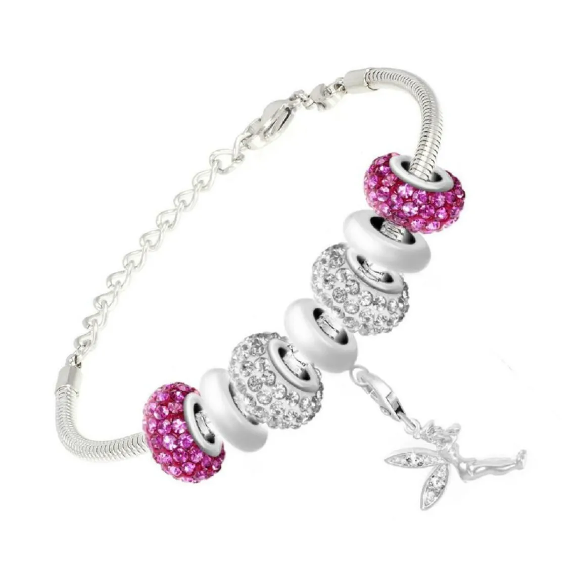 So Charm Bijoux Bracelet de charms perles en acier SC Crystal SB050+29+43+31+44+CH167+31+43+29 | Femme Charms|Bracelet