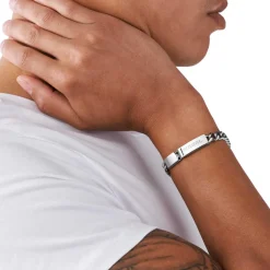Diesel Bijoux Bracelet Diesel Stacked DX0966040 - Bracelet Gourmette Chromée Homme | Homme Bracelet
