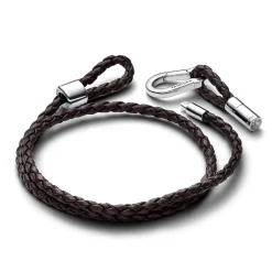 Pandora Bracelet Double en Cuir Tressé Marron | Femme Bracelet