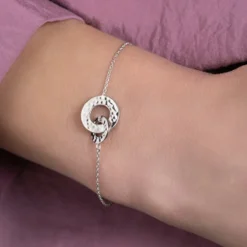 Maison de la Bijouterie Bracelet fantaisie double rond martelé Femme Argent WYZ63UZV | Femme Bracelet