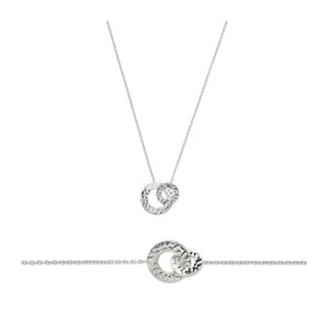 Maison de la Bijouterie Bracelet fantaisie double rond martelé Femme Argent WYZ63UZV | Femme Bracelet