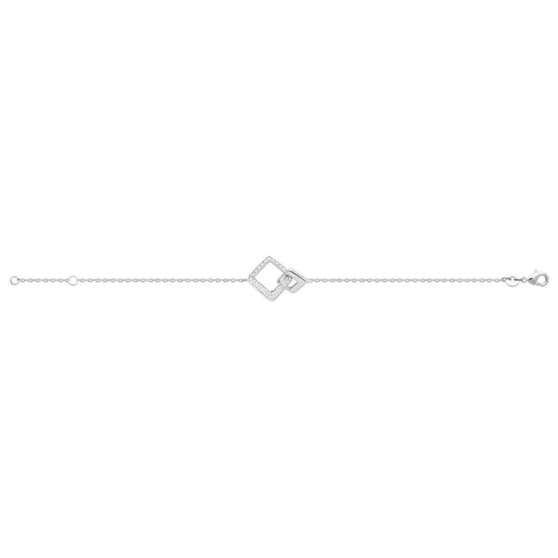 Maison de la Bijouterie Bracelet femme argent double carré oxyde VW3WZVZV | Femme Bracelet