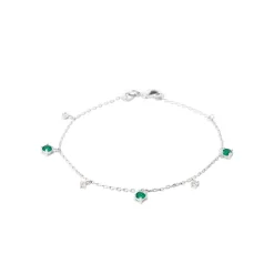Maison de la Bijouterie Bracelet femme argent fantaisie pierres vertes VW3W46ZV | Femme Bracelet