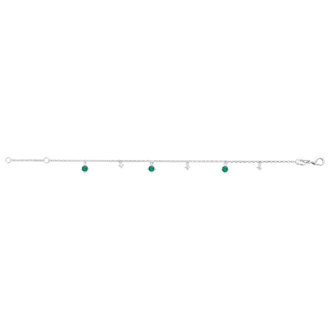Maison de la Bijouterie Bracelet femme argent fantaisie pierres vertes VW3W46ZV | Femme Bracelet