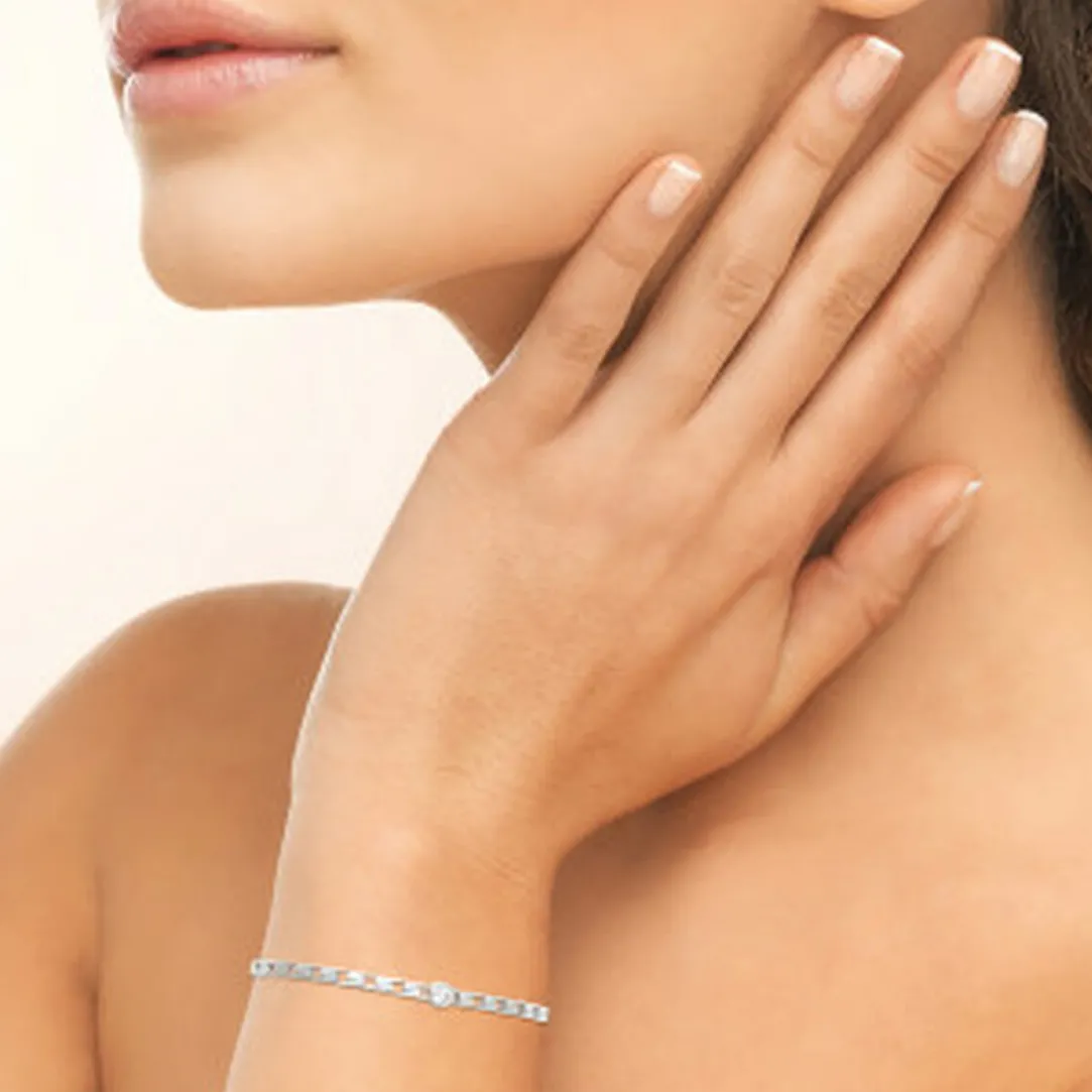 Maison de la Bijouterie Bracelet femme argent rhodié blanc serti clos - VW34Z55V | Femme Bracelet