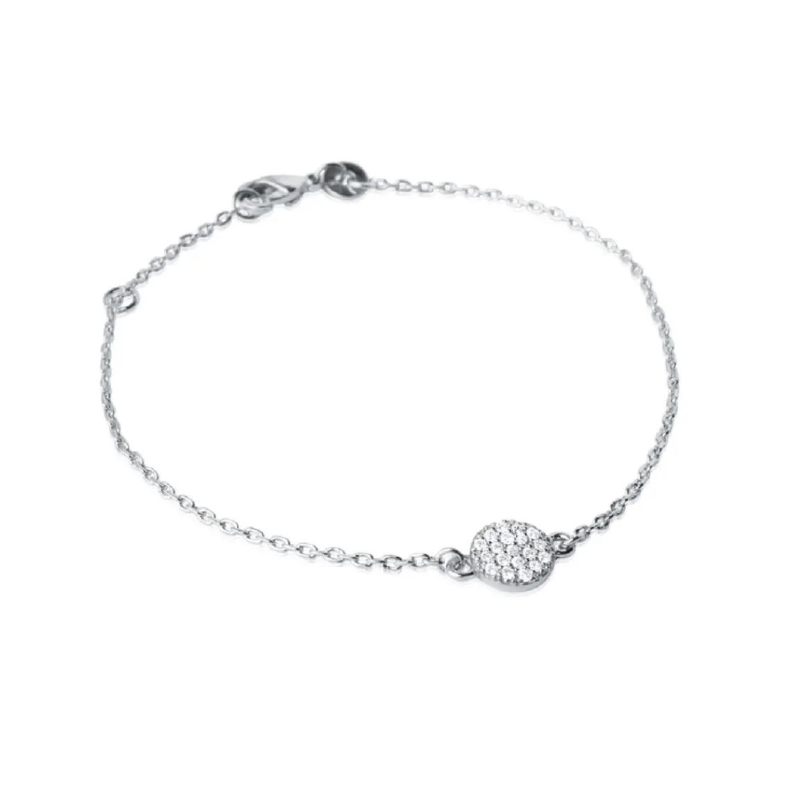 Maison de la Bijouterie Bracelet femme argent rhodié blanc serti griffe rond - VWZ45YZV | Femme Bracelet