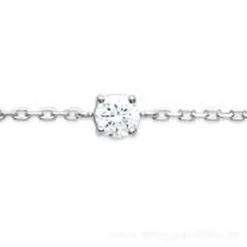 Maison de la Bijouterie Bracelet femme argent rhodié blanc serti griffe classique - VW3004ZV | Femme Bracelet