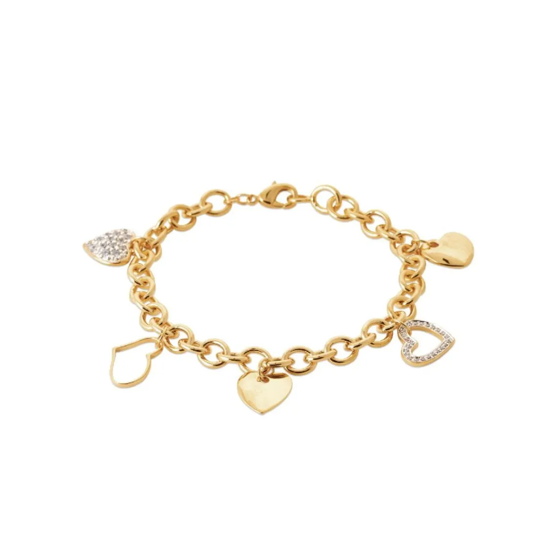 Maison de la Bijouterie Bracelet femme coeurs plaqué or Oxyde de Zirconium blanc serti griffe - UW0UWYZU | Femme Bracelet