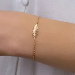 Maison de la Bijouterie Bracelet Femme fantaisie plume plaqué or UYZ353ZV | Femme Bracelet