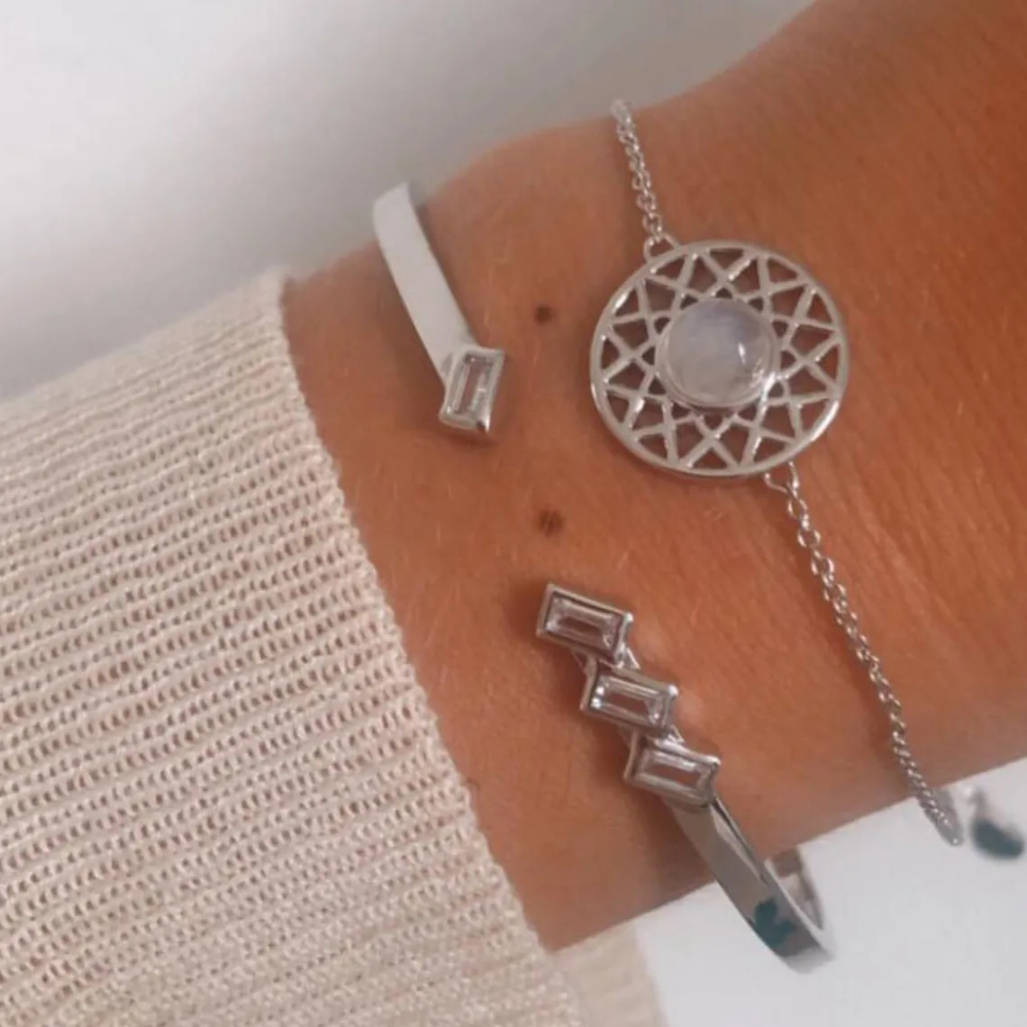 Kosma Paris Bracelet Femme Dentelle - Argenté Blanc | Femme Bracelet