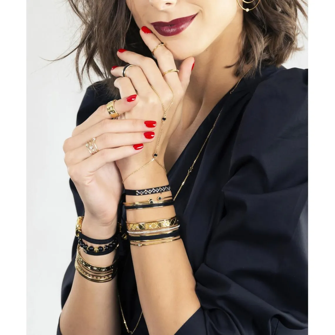 Les Interchangeables Bracelet Femme A59236 - Chaine De Main Coeur | Femme Bracelet