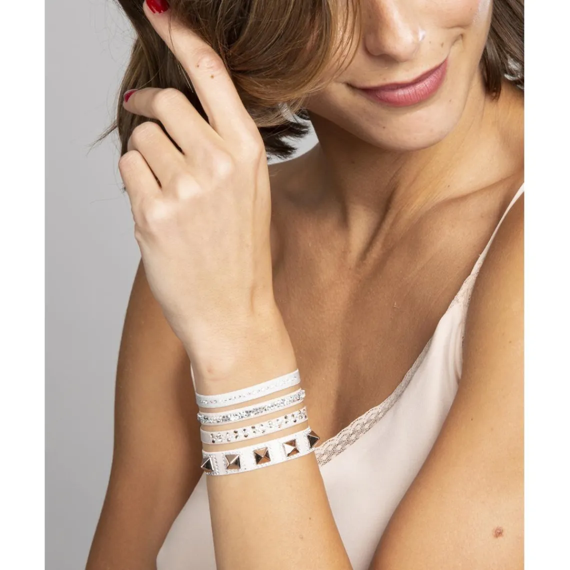 Les Interchangeables Bracelet Femme - Bracelet Pyramide 8 Doré et Noir | Femme Bracelet