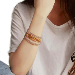 MYC-Paris Bracelet Femme - 3EB012 Cuir Métal Jaune | Femme Bracelet