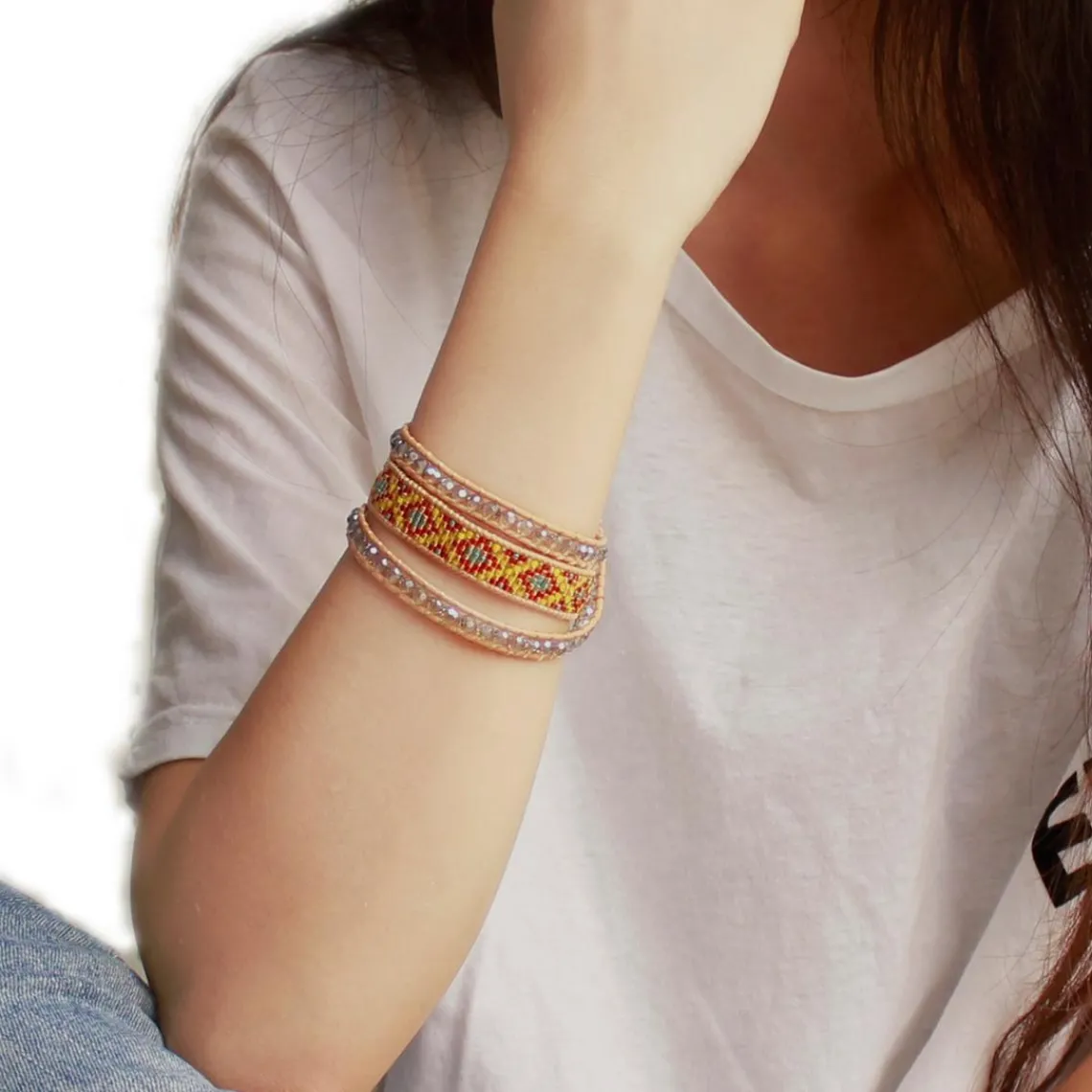 MYC-Paris Bracelet Femme - 3EB012 Cuir Métal Jaune | Femme Bracelet