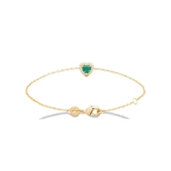 Maison de la Bijouterie Bracelet femme plaqué or cœur vert UW3UVVZV | Femme Bracelet