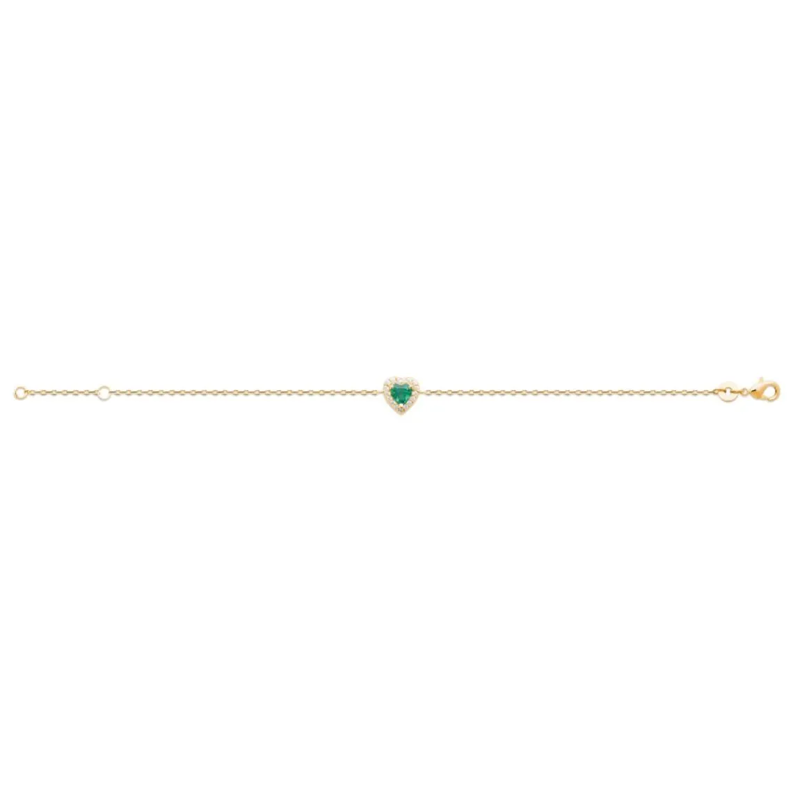Maison de la Bijouterie Bracelet femme plaqué or cœur vert UW3UVVZV | Femme Bracelet