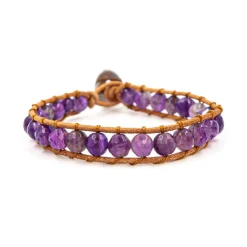 Sloya Bracelet Femme Améthyste et cuir | Femme Bracelet