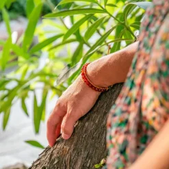 Sloya Bracelet Femme Cornaline et cuir | Femme Bracelet