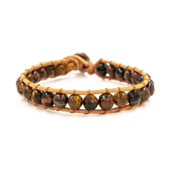 Sloya Bracelet Femme Oeil de tigre et cuir | Femme Bracelet