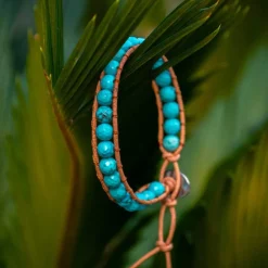 Sloya Bracelet Femme Turquoise et cuir | Femme Bracelet