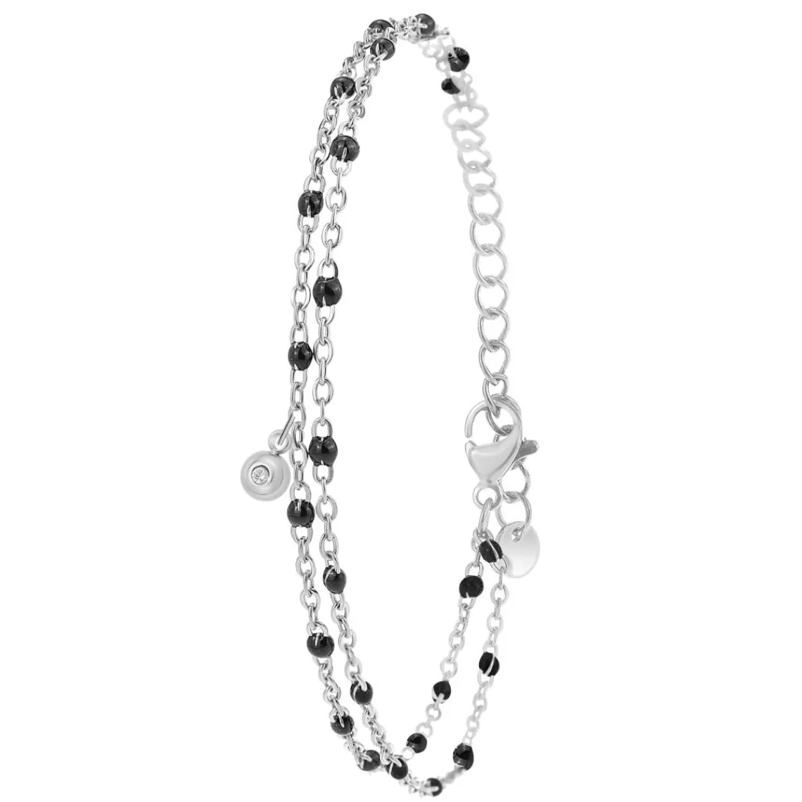 So Charm Bijoux Bracelet Femme So Charm - BD2172-ARGENT-NOIR-DIAMANT - Bracelet Mode Argenté | Femme Bracelet