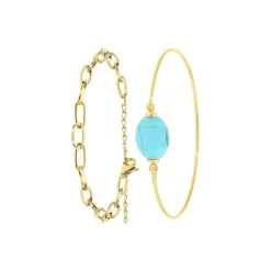 So Charm Bijoux Bracelet Femme So Charm - B2369-DORE+B2492-TURQUOISE - Bracelet Mode Doré | Femme Bracelet