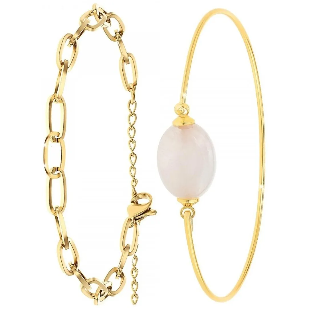 So Charm Bijoux Bracelet Femme So Charm - B2369-DORE+B2492-ROSE - Bracelet Mode Doré | Femme Bracelet